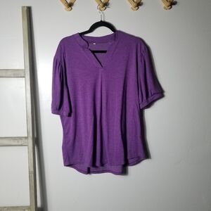 WOMEN'S PURPLE BLOUSE V-NECK SIZE 2XL